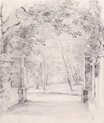 Utsikt fra inngangen til Bromley, ca. 1810 (blyant)