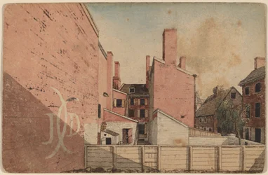 En utsikt fra et østvindu i Old Sugar House, No.3 Norris' Alley, Philadelphia