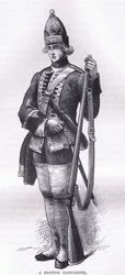 En britisk grenadier, illustrasjon fra Cassells History of the United States utgitt av Cassell, Petter & Galpin, ca. 1900 (litho)