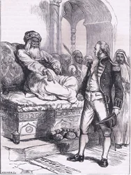 Captain Bainbridge and the Dey of Algiers, illustrasjon fra Cassells History of the United States utgitt av Cassell, Petter & Galpin, ca. 1900 (litho)