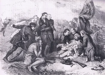 Death of Wolfe, illustrasjon fra Cassells History of the United States utgitt av Cassell, Petter & Galpin, ca. 1900 (litho)