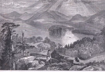 Long Island, Lake George, illustrasjon fra Cassells History of the United States utgitt av Cassell, Petter & Galpin, ca. 1900 (litho)