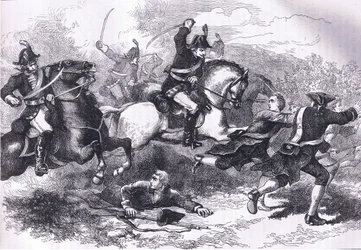 Rut of the lojale rekruttene, illustrasjon fra Cassells History of the United States utgitt av Cassell, Petter & Galpin, ca. 1900 (litho)