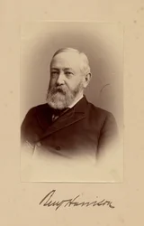 Benjamin Harrison (1833-1901), 23. president i USA, foto av George Prince, Washington DC (albumfoto)