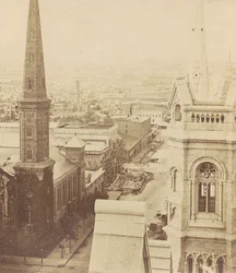 North Broad Street fra rådhuset fra «Castner Scrapbook Collection», ca. 1875 (albumtrykk)