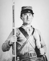 Menig John LeRoy Williams, konføderert hærsoldat (s/hv-bilde)