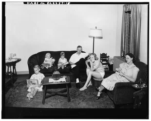 Techwood Homes (offentlige boliger), avgrenset av North Avenue, Parker Street, William Street & Lovejoy Street, Atlanta, Fulton County, GA, ca. 1940 (s/hvitt-bilde)