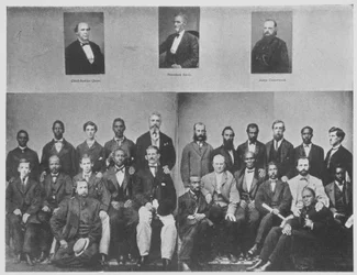 Petit-juryen deltok for å prøve president Jefferson Davies (s/hv-bilde)