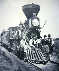 Arbeidere på Chicago, Milwaukee & St Paul Railway Company, ca. 1875 (s/hvitt-bilde)
