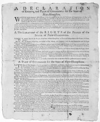 En erklæring om rettigheter og regjeringsplan for staten New Hampshire, 1779 (trykk)