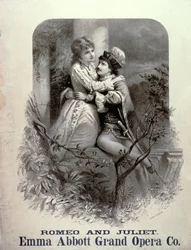 Annonse for Romeo And Juliet, med Emma Abbott i hovedrollen, Grand Opera Company