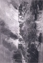 Attack on the Pequot Fort, illustrasjon fra Cassell