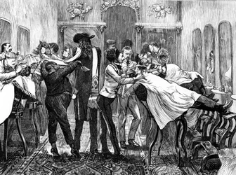 Barbers Saloon i New York, 1870