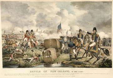 Battle of New Orleans, pub. 1840 (farge litho)