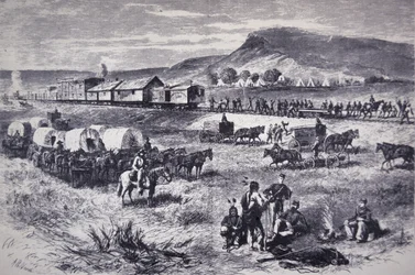 Bygger Northern Pacific Railroad, fra 'Harper's Weekly'