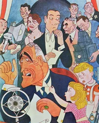 Karikaturkommentar til president Roosevelts radiotaler til nasjonen, «Peiskos-samtalene»