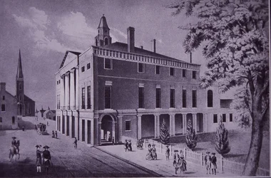Rådhuset, Wall Street, New York City i 1790 (gravering)