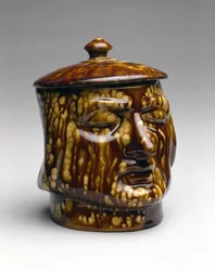 Tildekket krukke, ca. 1850 (keramikk)