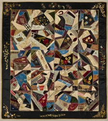 Crazy Quilt, ca. 1875-1900 (silke, brokade og fløyel)