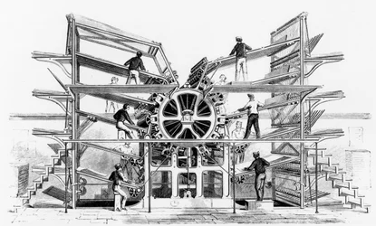 Sylindertrykkpresse oppfunnet av Richard March Hoe (1812-86) New York, 1846