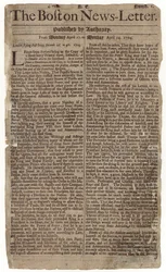 Første utgave av Boston News-Letter, 1704 (avispapir)