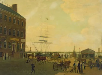 Foten av Cortlandt Street, New York City, ca. 1818-49