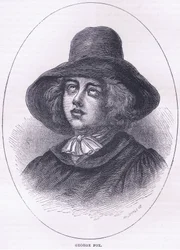 George Fox 1651, illustrasjon fra Cassells History of the United States pub. av Petter & Galpin ca. 1890