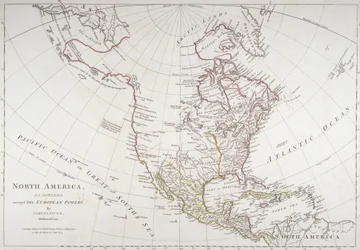 Kart som viser Nord-Amerika som delt av de europeiske maktene, 1774
