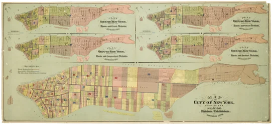 Kart over byen New York, som viser dens politiske inndelinger og underavdelinger