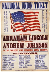 Den nasjonale unions stemmeseddel. ... Lincoln og Johnson, Unionen for alltid, 1864