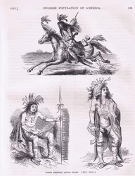 Nordamerikanske indianertyper (1640-tallet), illustrasjon fra Cassells History of the United States pub. av Petter & Galpin ca. 1890