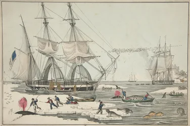 North Sea Whale Fishery, pub. 1860 (farge litho)