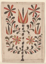 Reward of Merit (Belohnung), Fraktur Painting (penn og blekk med wc på papir)