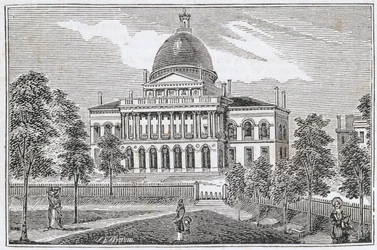 Sørlig utsikt over State House i Boston på Beacon Street, fra 