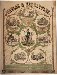 Taylor og hans kamper, trykt av Rufus Blanchard fra Cincinnati og utgitt av Ensign & Thayer, New York, 1847