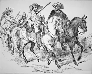 Texas Rangers i perioden med Texas Republic (1836–45) 1842 (gravering)
