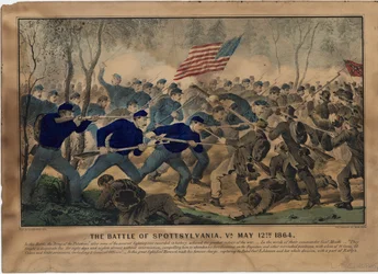Slaget ved Spottsylvania, Va. 12. mai 1864, pub. av Currier & Ives, ca. 1864