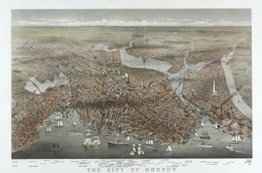 Byen Boston, utgitt 1873 (fargelitografi)