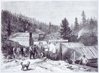 The Indian War, Deadwood City, Black Hills of Dakota, fra et fotografi av S. J. Morrow