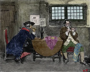 Hackeren Henry Every (John Avery, Long Ben, Benjamin Bridgeman) (? -1695) selger smykker gjenvunnet under fiendtlige angrep Illustrasjon av Howard Pyle (1853-1911)