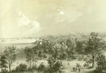View of Lake View House, fra Chicago Illustrated, med litterære beskrivelser av James W. Sheahan, utgitt av Jevne & Almini, Chicago, 1866-67