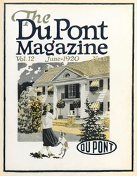 Kvinne og hund, forside av DuPont Magazine, juni 1920