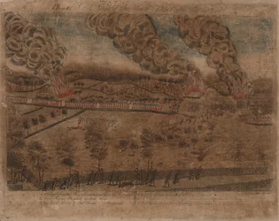 The Battles of Lexington and Concord: Plate I, The Battle of Lexington, 19. april 1775. Plate II, A View of the Town of Concord. Plate III: Forlovelsen ved South Bridge i Concord. Plate IV: En del av den sørlige delen av Lexington.