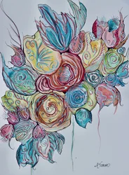 Fargerike, abstrakte blomstermotiver