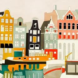 Hus i Amsterdam med skip, utsikt 1