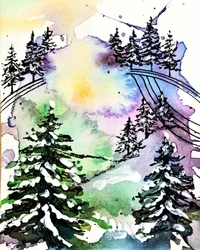 Fargerik vinterskog