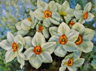 Påskeliljer i blomst