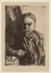 Portrett av poeten Paul Verlaine (1844-1896) - Zorn, Anders Leonard (1860-1920) - 1895 - Etsning - 23,7x16 - Privat samling