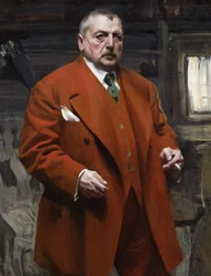 Selvportrett i rødt (1915, olje på lerret).