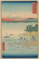 Fuji fra Miura, Sagami Soshu Miura no Kaijo, fra serien Thirty-six Views of Mount ..., 1858.